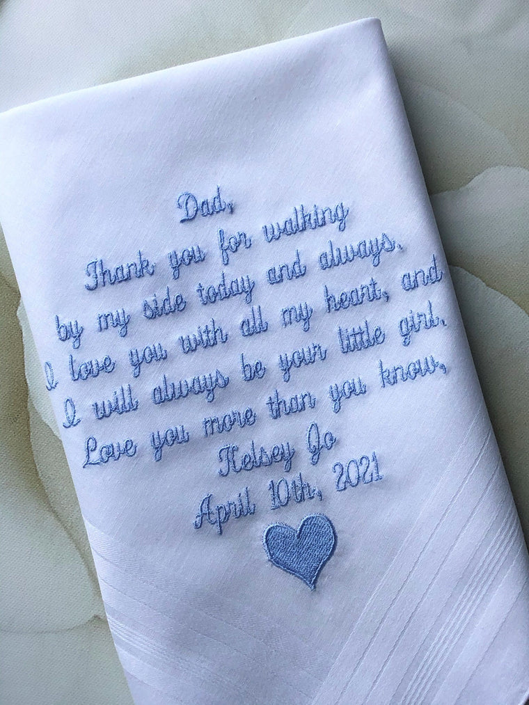 Personalized Handkerchief, Embroidered Wedding Handkerchief, Father of the Bride Handkerchief, Father of the Bride Gift Wedding Gift For Dad