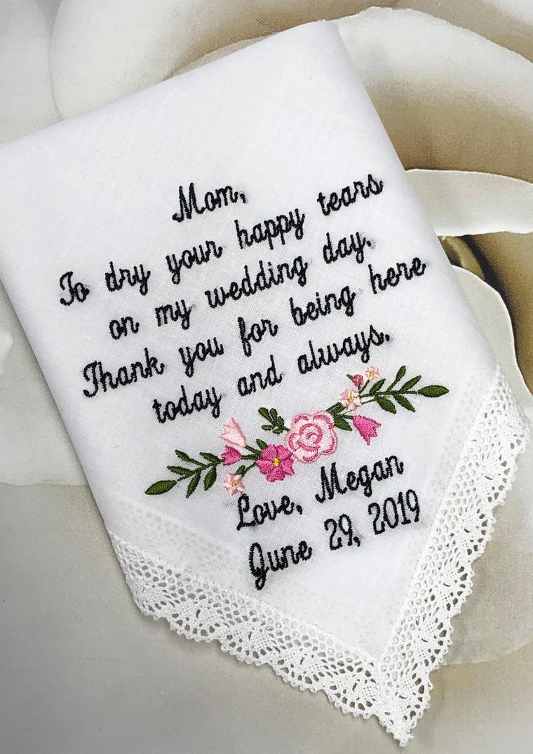 Weddings Wedding Handkerchief Mom Of The Bride Gifts. Custom Wedding Gift For Mom. Custom Wedding Gift Bride. Groom wedding Gift. hankies